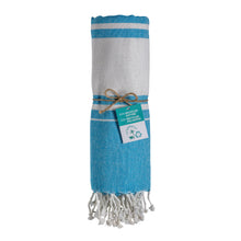 Carica l'immagine nel visualizzatore di Gallery, teli mare pubblicitari in cotone riciclato colore celeste_azzurro 1194123 DET02