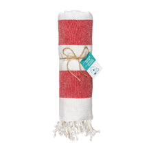 Carica l'immagine nel visualizzatore di Gallery, teli mare personalizzabili in cotone riciclato colore rosso_rosso 1196126 DET02