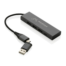 Carica l'immagine nel visualizzatore di Gallery, hub USB da personalizzare in alluminio riciclato, abs riciclato colore grigio_grigio 121702585 DET06