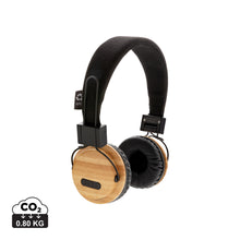 Carica l'immagine nel visualizzatore di Gallery, cuffie bluetooth stampate con logo in bambù, abs colore marrone_marrone 121704633 DET01