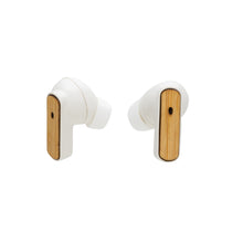 Carica l'immagine nel visualizzatore di Gallery, auricolari wireless da personalizzare in abs riciclato, fsc® bambù colore bianco_bianco 121704703 DET06