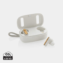 Carica l'immagine nel visualizzatore di Gallery, auricolari wireless da personalizzare in abs riciclato, fsc® bambù colore bianco_bianco 121704703 DET01