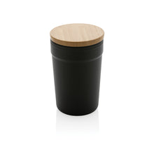 Carica l'immagine nel visualizzatore di Gallery, tazze termiche e bicchieri con tappo personalizzate in polipropilene riciclato, bambù colore nero_nero 121715046 VAR01