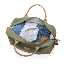 Carica l'immagine nel visualizzatore di Gallery, borsoni da viaggio promozionali in cotone riciclato, pu colore verde_verde 121747742 DET07