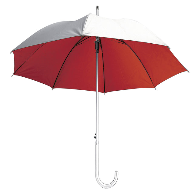ombrelli classici stampati con logo in poliestere colore argento-rosso_argento 1180248 VAR01
