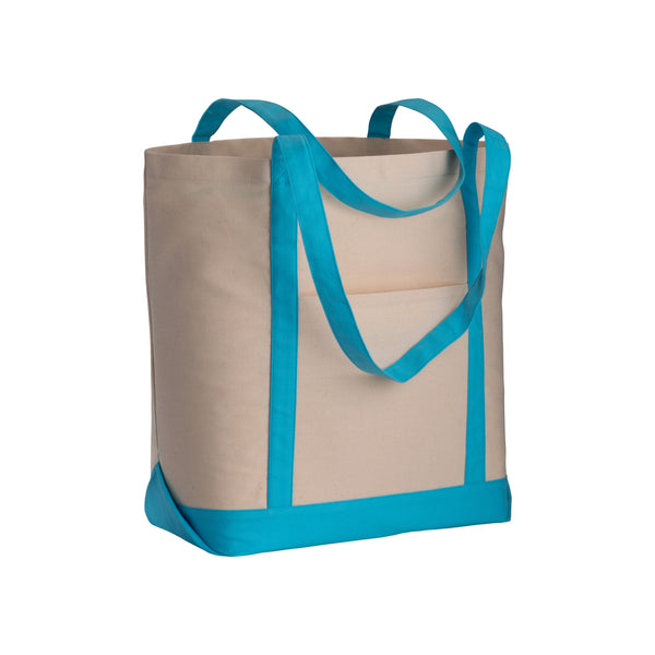 borse shopper stampate con logo in cotone colore celeste_azzurro 1191831 VAR02
