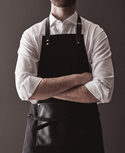 Carica l&#39;immagine nel visualizzatore di Gallery, grembiuli e cappelli chef personalizzati in cotone, pu colore nero_nero 1293934 DET05
