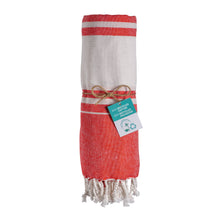 Carica l'immagine nel visualizzatore di Gallery, teli mare personalizzabili in cotone riciclato colore rosso_rosso 1194123 DET02
