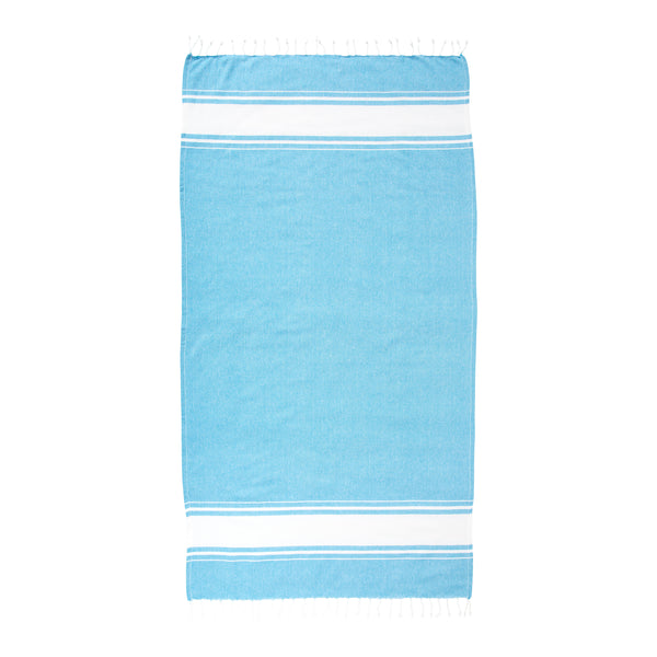 Carica l'immagine nel visualizzatore di Gallery, teli mare pubblicitari in cotone riciclato colore celeste_azzurro 1194123 DET02
