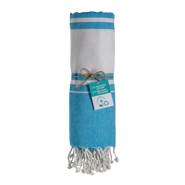 Carica l'immagine nel visualizzatore di Gallery, teli mare pubblicitari in cotone riciclato colore celeste_azzurro 1194123 DET02
