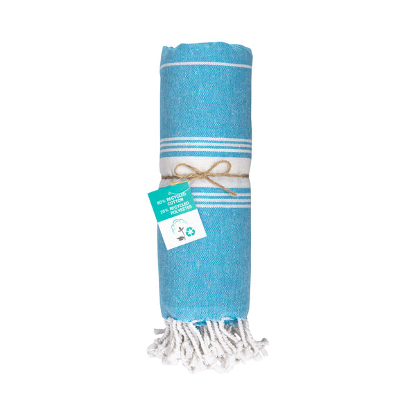 Carica l'immagine nel visualizzatore di Gallery, teli mare pubblicitari in cotone colore celeste_azzurro 1195140 DET02
