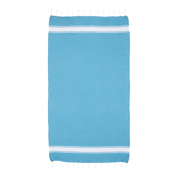 Carica l'immagine nel visualizzatore di Gallery, teli mare pubblicitari in cotone riciclato colore celeste_azzurro 1195141 DET02
