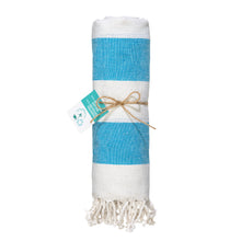 Carica l'immagine nel visualizzatore di Gallery, teli mare pubblicitari in cotone riciclato colore celeste_azzurro 1196126 DET02
