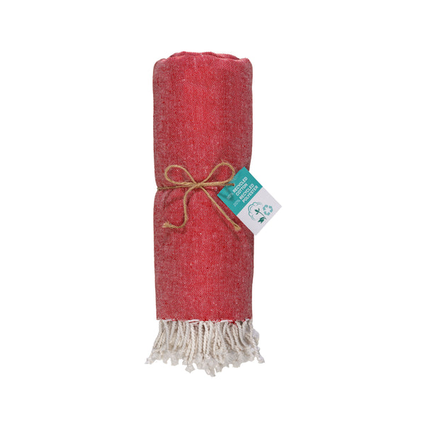 Carica l'immagine nel visualizzatore di Gallery, teli mare personalizzabili in cotone riciclato colore rosso_rosso 1196127 DET03
