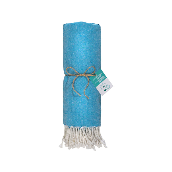 Carica l'immagine nel visualizzatore di Gallery, teli mare pubblicitari in cotone riciclato colore celeste_azzurro 1196127 DET03
