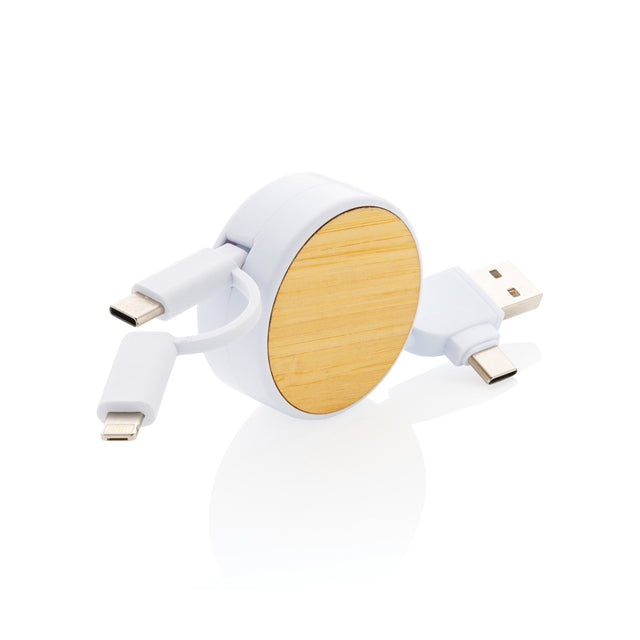 accessori per caricabatterie da personalizzare in tpe riciclato, bambù colore bianco_bianco 121701954 VAR01