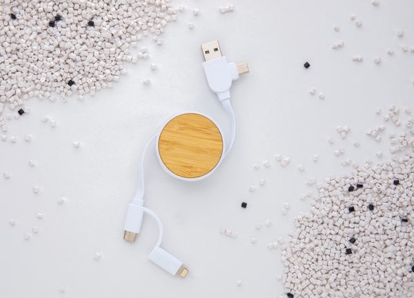 Carica l&#39;immagine nel visualizzatore di Gallery, accessori per caricabatterie da personalizzare in tpe riciclato, bambù colore bianco_bianco 121701954 DET09
