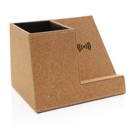 caricabatteria wireless pubblicitari in sughero, abs colore cachi_verde scuro 121702536 VAR01