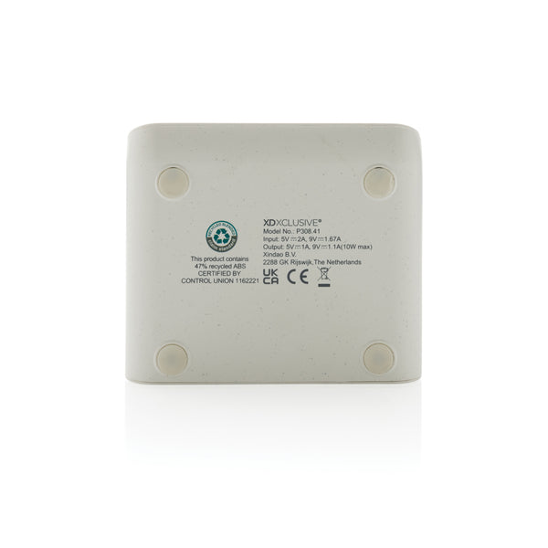 Carica l&#39;immagine nel visualizzatore di Gallery, caricabatteria wireless da personalizzare in abs riciclato, fsc® bambù colore bianco_bianco 121702558 DET09
