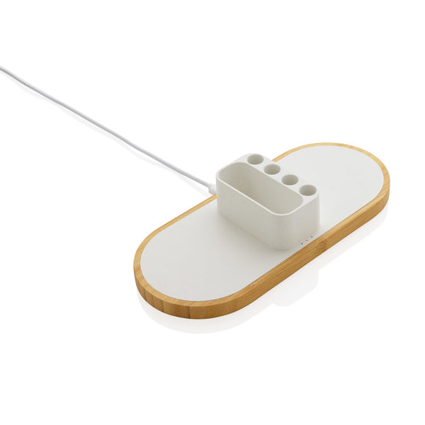 Carica l&#39;immagine nel visualizzatore di Gallery, caricabatteria wireless da personalizzare in fsc® bambù, abs riciclato colore bianco_bianco 121702559 DET09
