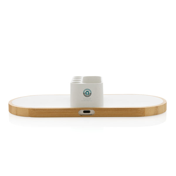 Carica l&#39;immagine nel visualizzatore di Gallery, caricabatteria wireless da personalizzare in fsc® bambù, abs riciclato colore bianco_bianco 121702559 DET09
