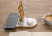 Carica l&#39;immagine nel visualizzatore di Gallery, caricabatteria wireless da personalizzare in fsc® bambù, abs riciclato colore bianco_bianco 121702559 DET09
