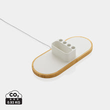 Carica l&#39;immagine nel visualizzatore di Gallery, caricabatteria wireless da personalizzare in fsc® bambù, abs riciclato colore bianco_bianco 121702559 DET01
