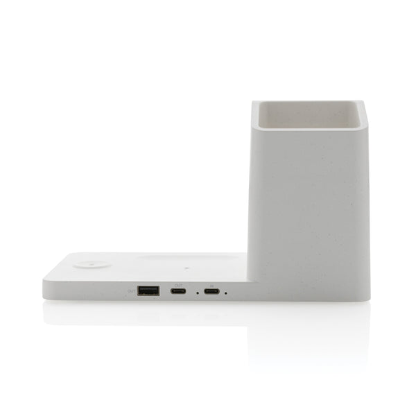 Carica l&#39;immagine nel visualizzatore di Gallery, caricabatteria wireless da personalizzare in abs riciclato, fsc® bambù colore bianco_bianco 121702566 DET09
