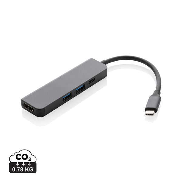 Carica l'immagine nel visualizzatore di Gallery, hub USB da personalizzare in lega di alluminio riciclato, tpe riciclato colore grigio_grigio 121702582 DET09
