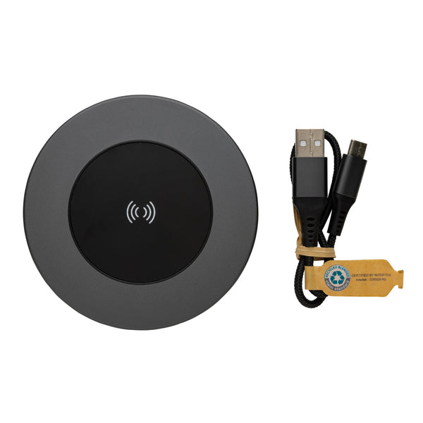 Carica l&#39;immagine nel visualizzatore di Gallery, caricabatteria wireless da personalizzare in alluminio riciclato, abs riciclato colore grigio_grigio 121702584 DET09
