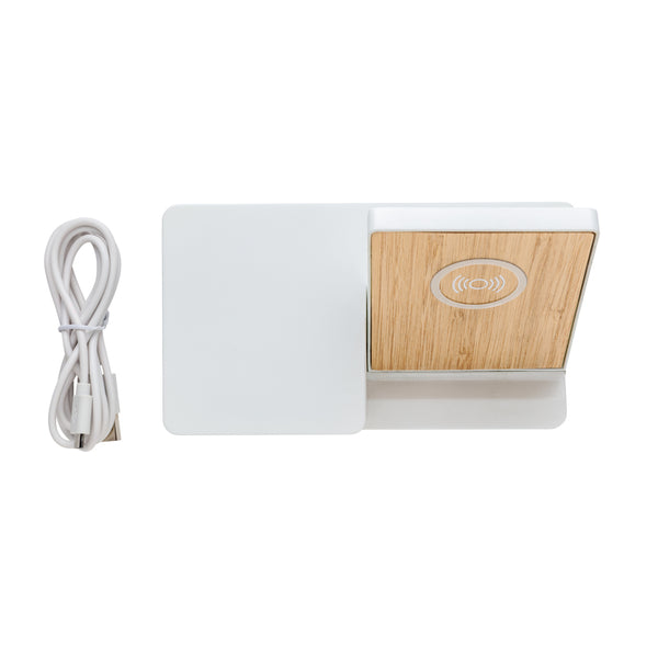 Carica l&#39;immagine nel visualizzatore di Gallery, caricabatteria wireless da personalizzare in bambù, abs colore bianco_bianco 121702604 DET09
