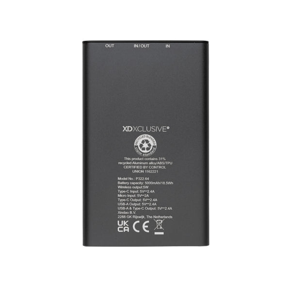 Carica l&#39;immagine nel visualizzatore di Gallery, power bank da personalizzare in alluminio riciclato, abs riciclato colore grigio_grigio 121703981 DET09
