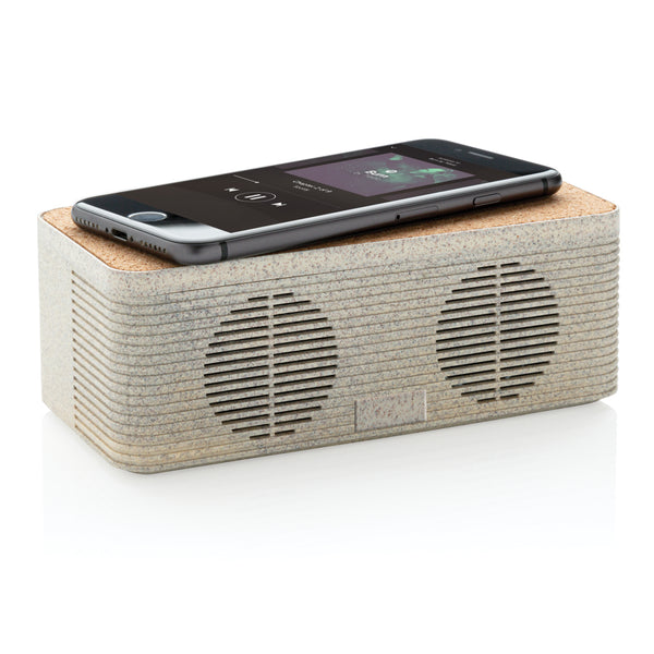 Carica l'immagine nel visualizzatore di Gallery, casse speaker bluetooth stampate con logo in paglia di grano, abs colore cachi_verde scuro 121704588 DET09
