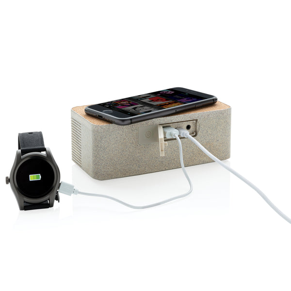 Carica l'immagine nel visualizzatore di Gallery, casse speaker bluetooth stampate con logo in paglia di grano, abs colore cachi_verde scuro 121704588 DET09

