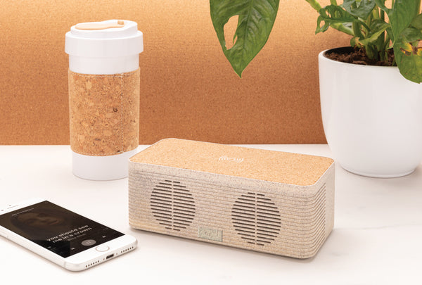 Carica l'immagine nel visualizzatore di Gallery, casse speaker bluetooth stampate con logo in paglia di grano, abs colore cachi_verde scuro 121704588 DET09

