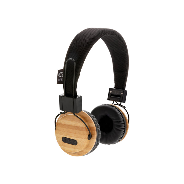 Carica l'immagine nel visualizzatore di Gallery, cuffie bluetooth stampate con logo in bambù, abs colore marrone_marrone 121704633 DET09

