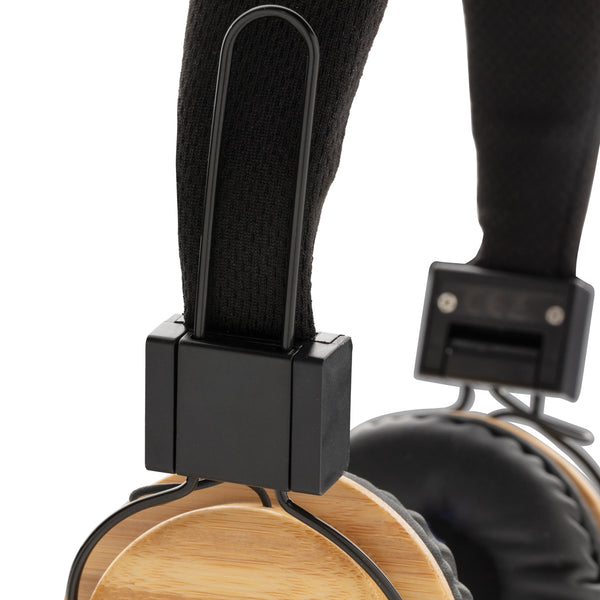 Carica l'immagine nel visualizzatore di Gallery, cuffie bluetooth stampate con logo in bambù, abs colore marrone_marrone 121704633 DET09

