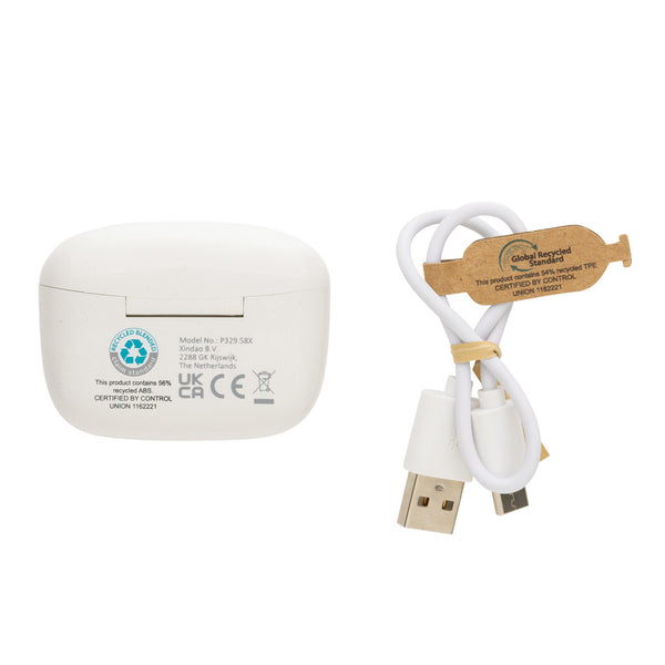 Carica l'immagine nel visualizzatore di Gallery, auricolari wireless da personalizzare in abs riciclato, silicone colore bianco_bianco 121704675 DET09
