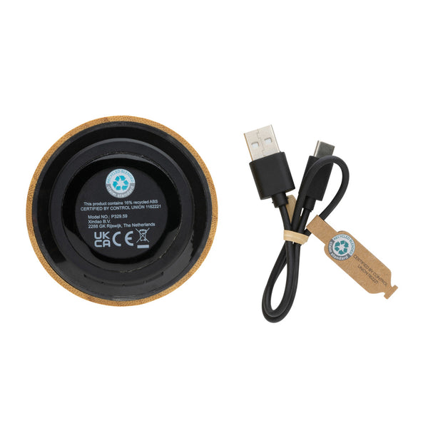 Carica l'immagine nel visualizzatore di Gallery, casse speaker bluetooth personalizzate in fsc® bambù, abs riciclato colore nero_nero 121704676 DET09
