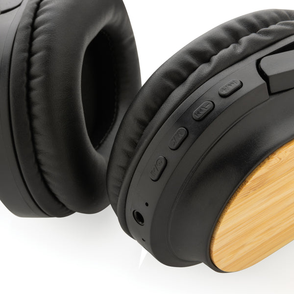 Carica l&#39;immagine nel visualizzatore di Gallery, cuffie bluetooth personalizzate in abs riciclato, fsc® bambù colore nero_nero 121704685 DET09
