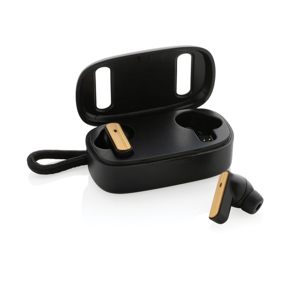 Carica l'immagine nel visualizzatore di Gallery, auricolari wireless personalizzati in abs riciclato, fsc® bambù colore nero_nero 121704703 DET09
