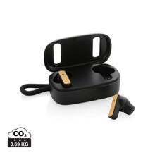Carica l'immagine nel visualizzatore di Gallery, auricolari wireless personalizzati in abs riciclato, fsc® bambù colore nero_nero 121704703 DET01

