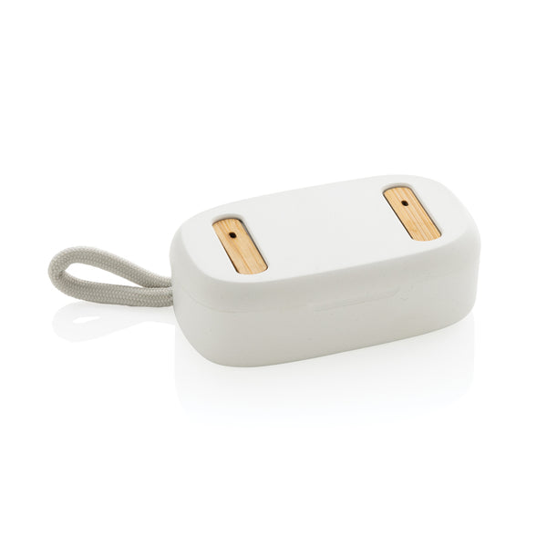 Carica l'immagine nel visualizzatore di Gallery, auricolari wireless da personalizzare in abs riciclato, fsc® bambù colore bianco_bianco 121704703 DET09
