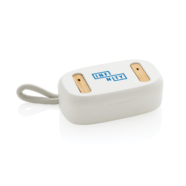Carica l'immagine nel visualizzatore di Gallery, auricolari wireless da personalizzare in abs riciclato, fsc® bambù colore bianco_bianco 121704703 DET09
