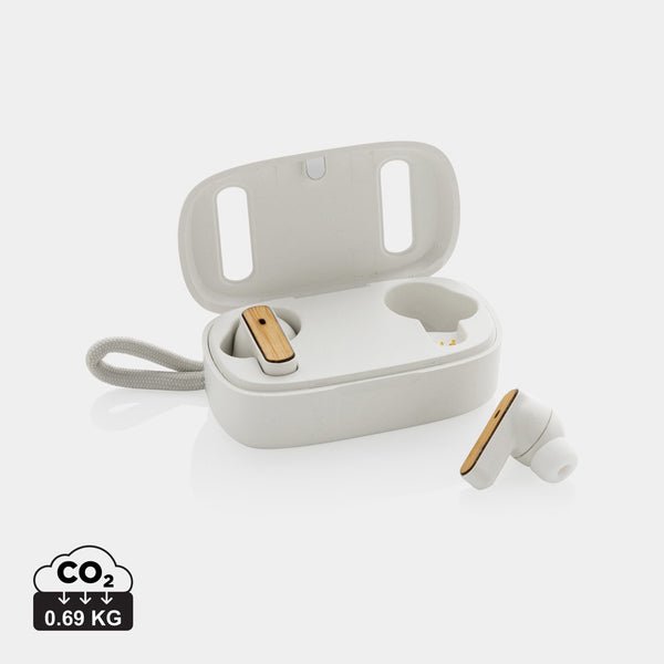 Carica l'immagine nel visualizzatore di Gallery, auricolari wireless da personalizzare in abs riciclato, fsc® bambù colore bianco_bianco 121704703 DET09
