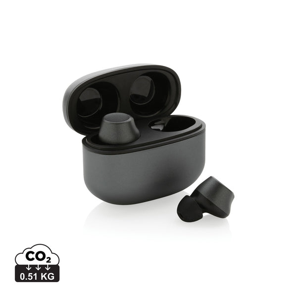 Carica l'immagine nel visualizzatore di Gallery, auricolari wireless da personalizzare in alluminio riciclato, abs riciclato colore grigio_grigio 121704706 DET09
