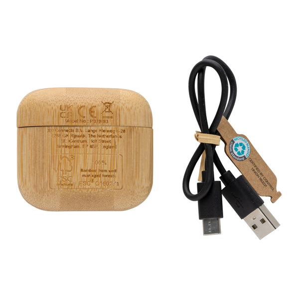 Carica l'immagine nel visualizzatore di Gallery, auricolari wireless pubblicitari in fsc® bambù, abs riciclato colore marrone_marrone 121704710 DET09
