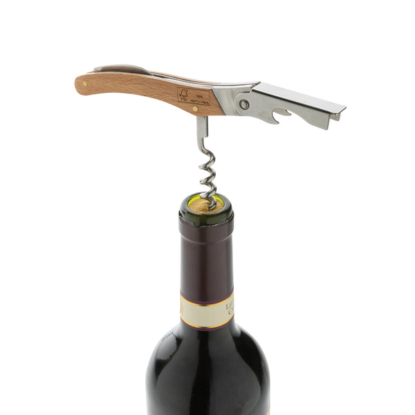 Carica l'immagine nel visualizzatore di Gallery, cavatappi apribottiglie e tappi pubblicitari in fsc® legno, acciaio inossidabile colore marrone_marrone 121713119 DET09
