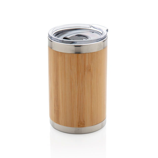 tazze termiche e bicchieri con tappo stampate con logo in bambù, acciaio inossidabile colore marrone_marrone 121714950 VAR01