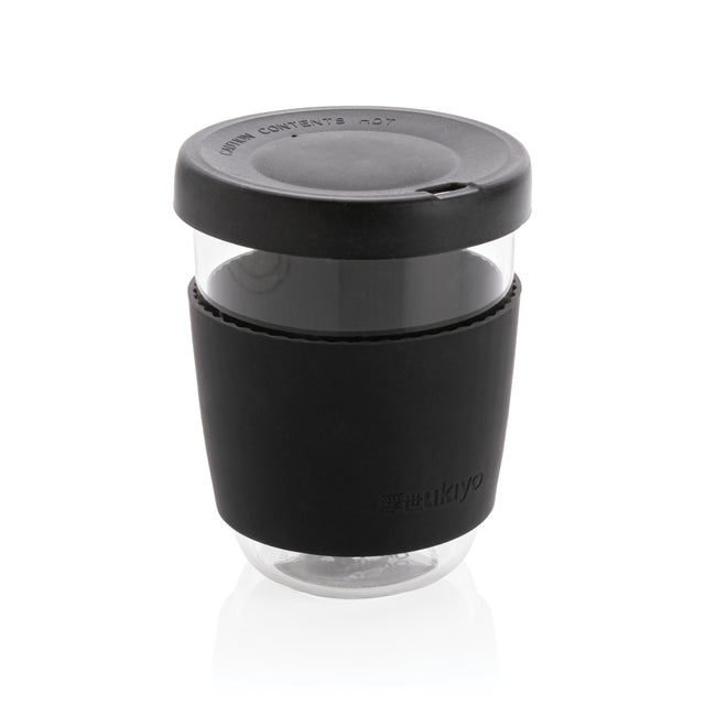 tazze termiche e bicchieri con tappo personalizzate in vetro, silicone colore nero_nero 121714987 VAR01